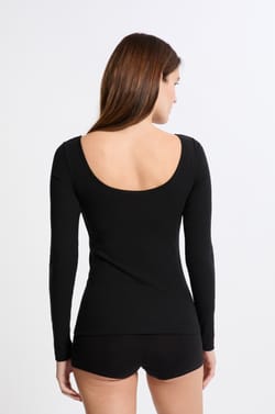 Long-sleeved round neck t-shirt with integrated bra;${refinementColor}