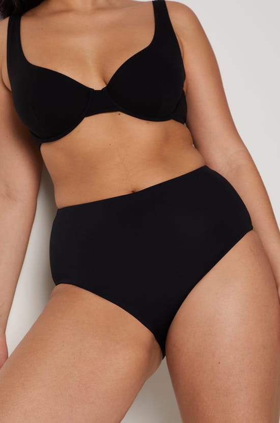 High Waist Bikini Bottom;${refinementColor}
