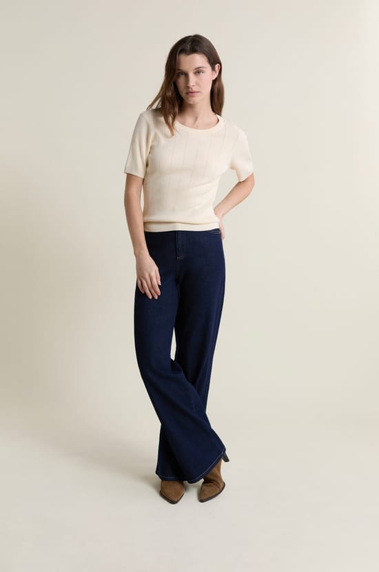 Pull col rond manches courtes;${refinementColor}