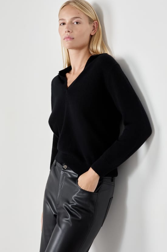 Pull col polo en cachemire;${refinementColor}