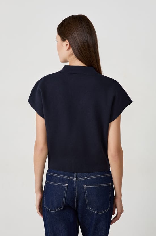 Sleeveless Polo Neck Sweater;${refinementColor}