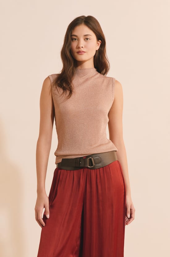 Top sans manches &agrave; col montant;${refinementColor}
