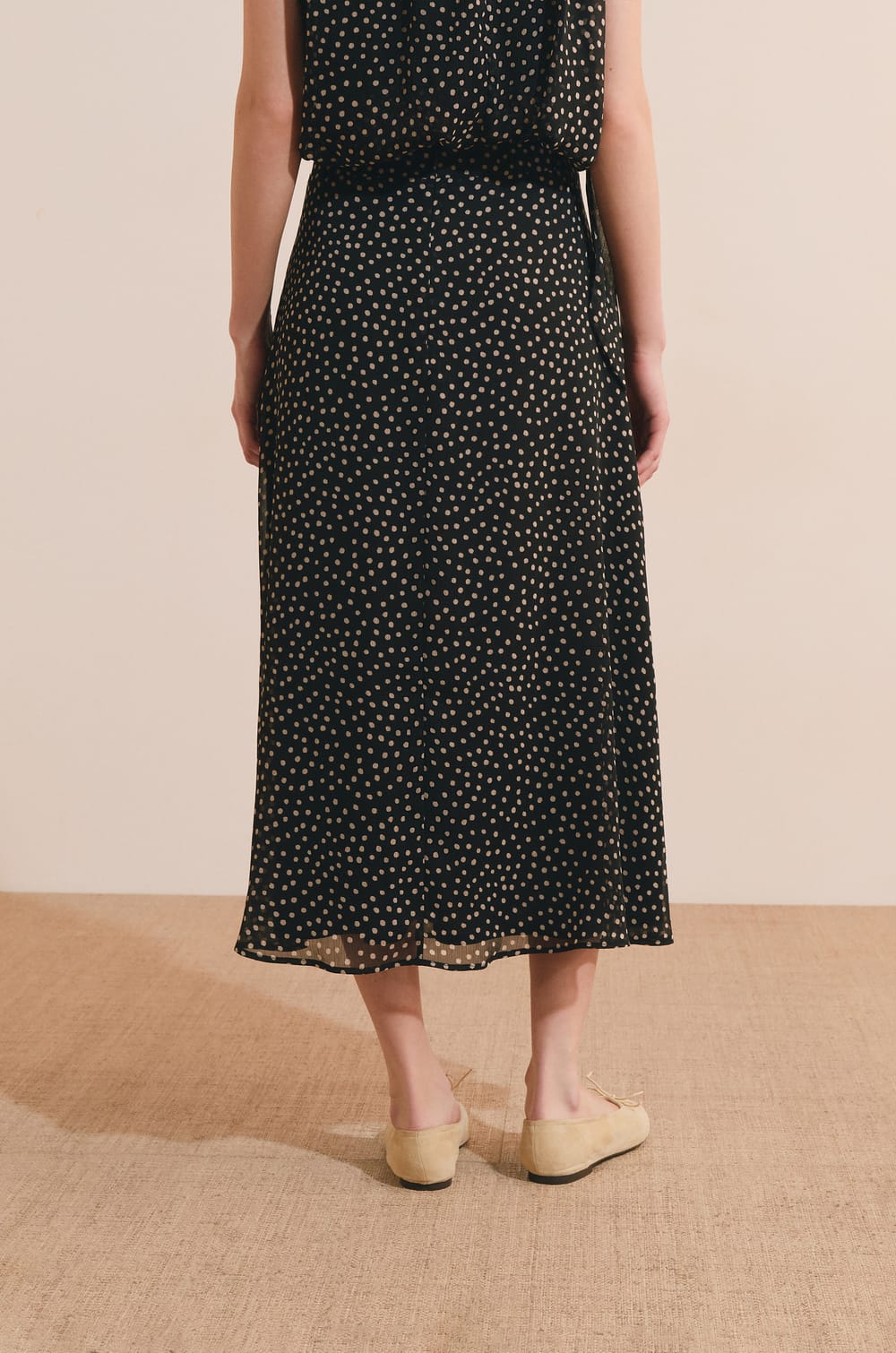 Jupe midi fluide &agrave; motifs;${refinementColor}