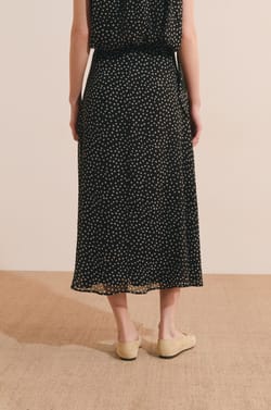 Jupe midi fluide &agrave; motifs;${refinementColor}