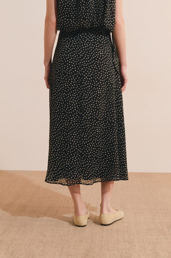 Jupe midi fluide &agrave; motifs;${refinementColor}