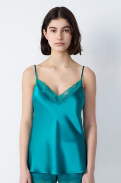 Silk Camisole with Lace Details;${refinementColor}
