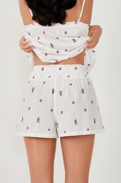 Short de pyjama à imprimés en coton;${refinementColor}
