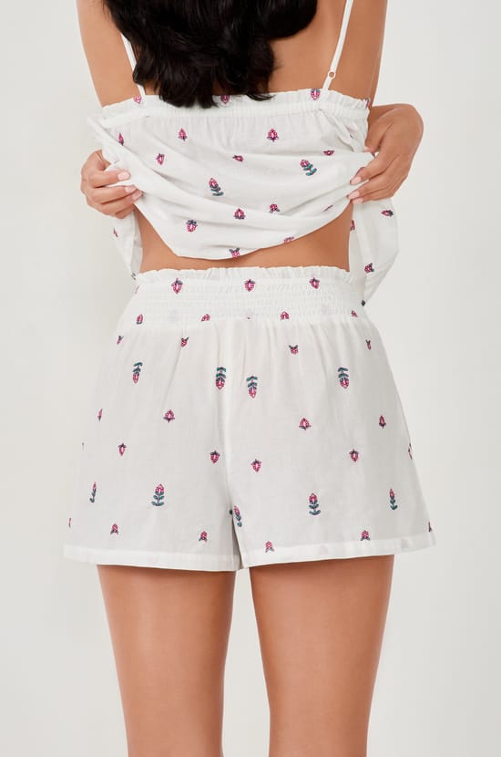 Short de pyjama à imprimés en coton;${refinementColor}