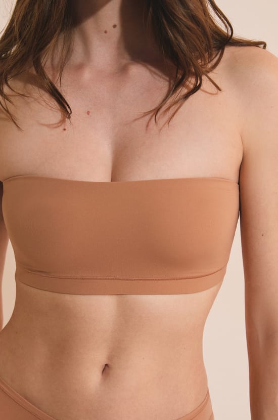 Soutien-gorge bandeau en microfibre;${refinementColor}