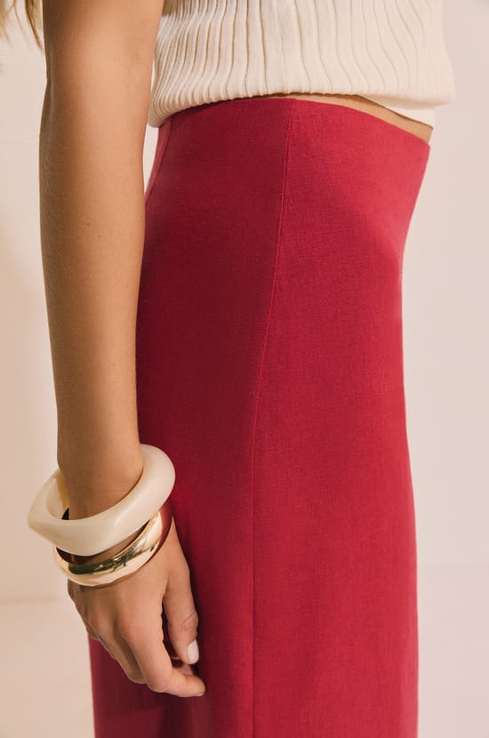 Jupe longue avec lin;${refinementColor}