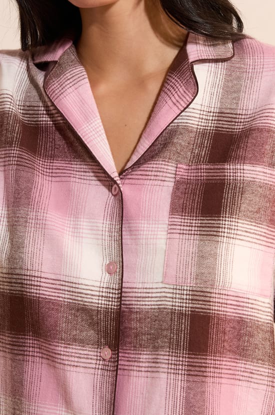Chemise de pyjama &agrave; carreaux en coton;${refinementColor}
