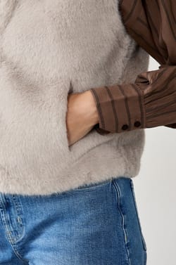 Sleeveless Faux Fur Jacket;${refinementColor}