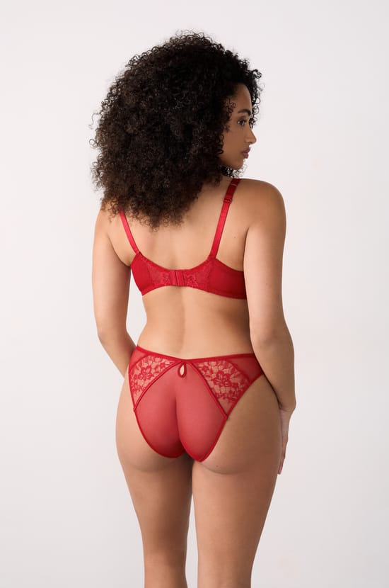 Lace and satin balconette bra;${refinementColor}