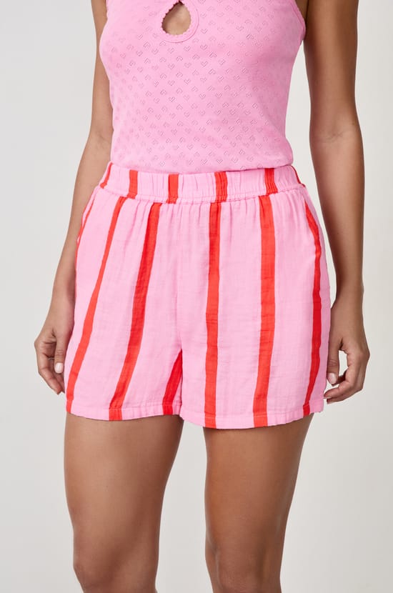 Cotton striped pyjama shorts;${refinementColor}