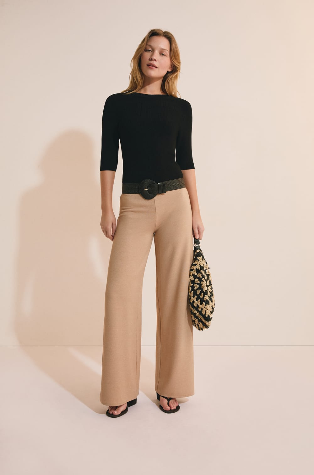 Pull &agrave; manches 3/4 en maille;${refinementColor}