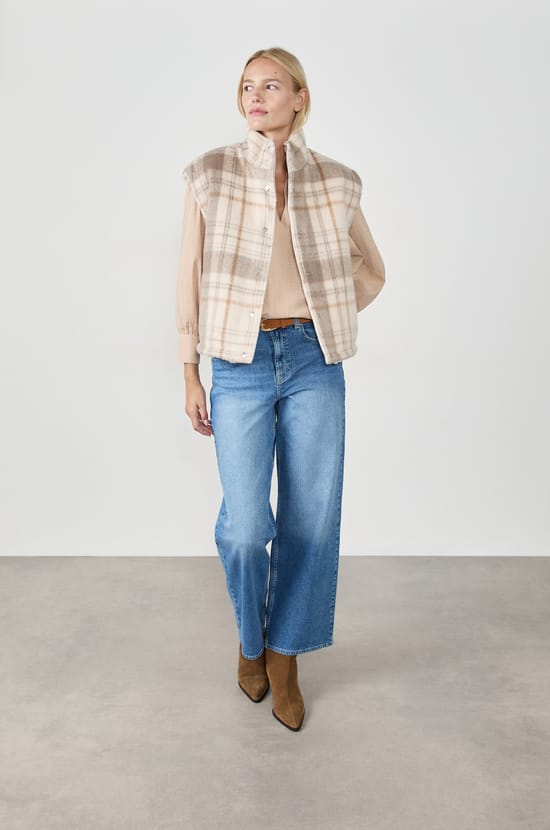 Veste sans manches à carreaux;${refinementColor}