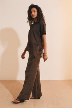 Pantalon fluide &agrave; motifs avec taille &eacute;lastiqu&eacute;e;${refinementColor}