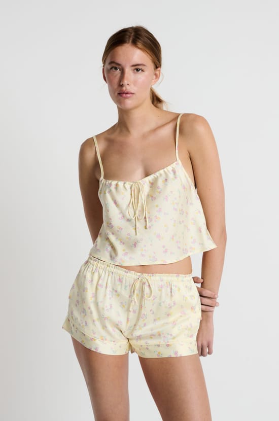 Top de pyjama imprimé à fleurs;${refinementColor}