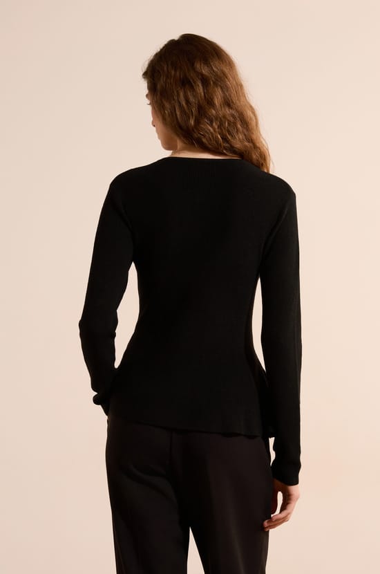 Pull cardigan col rond avec laine;${refinementColor}