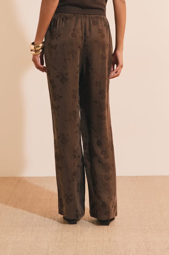 Pantalon fluide &agrave; motifs avec taille &eacute;lastiqu&eacute;e;${refinementColor}