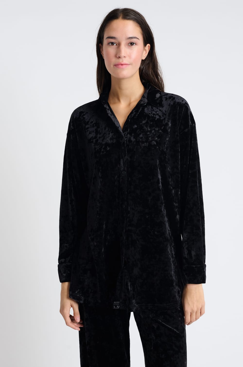 Velvet Pajama Shirt;${refinementColor}