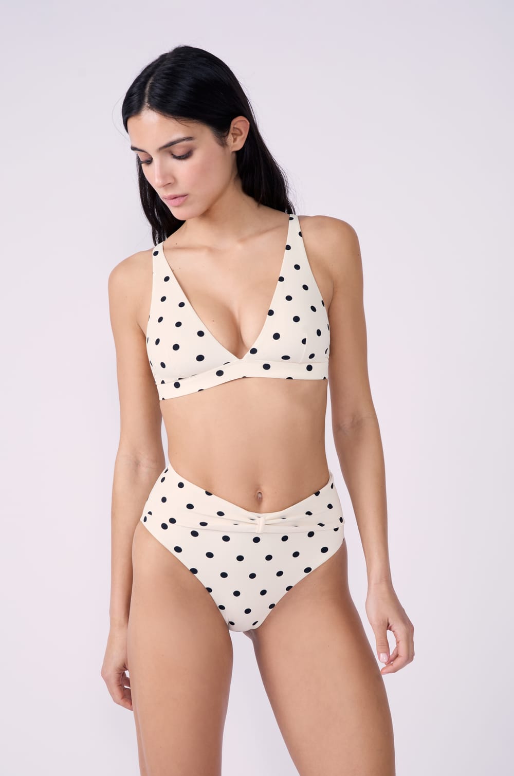 Triangle Polka Dot Bikini Top;${refinementColor}