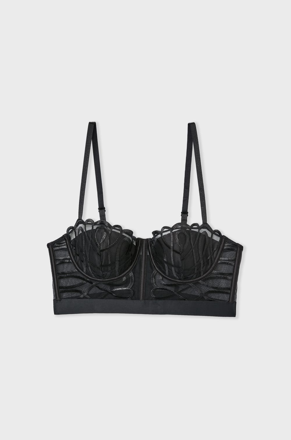 Sujetador con copas finas de satén y bordadas;${refinementColor}