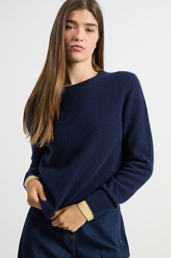Pull col rond en cachemire;${refinementColor}