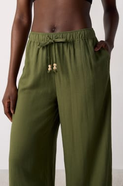 Pantalón de playa ancho de lino;${refinementColor}