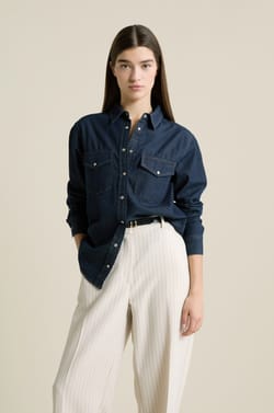 Camisa manga larga efecto denim;${refinementColor}