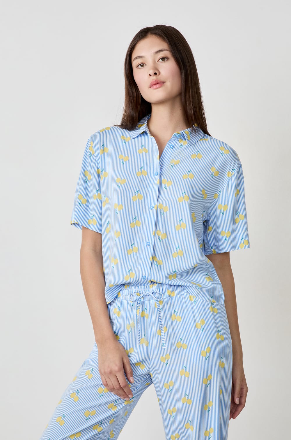 Pyjama-Hemd mit Print;${refinementColor}