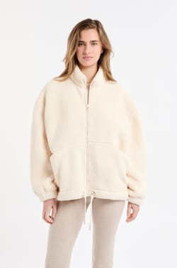 Oversize Fleece-Jacke mit hohem Kragen und Kordelzug;${refinementColor}