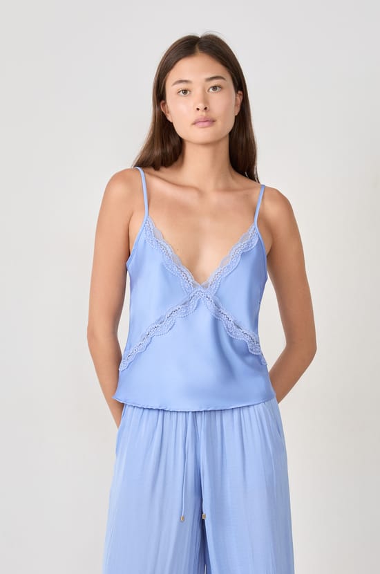 Satin Camisole with Neckline;${refinementColor}