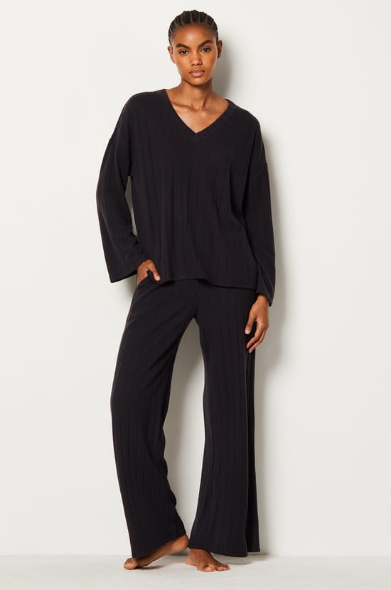 Gerippter Pyjama-Sweatshirt;${refinementColor}