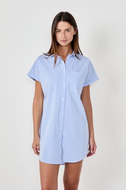 Chemise de nuit manches courtes rayée;${refinementColor}
