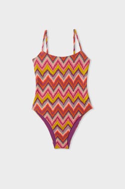 One-piece swimsuit with patterns;${refinementColor}