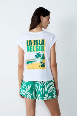 T-Shirt mit kurzen Ärmeln aus Baumwolle "Isla del sol;${refinementColor}