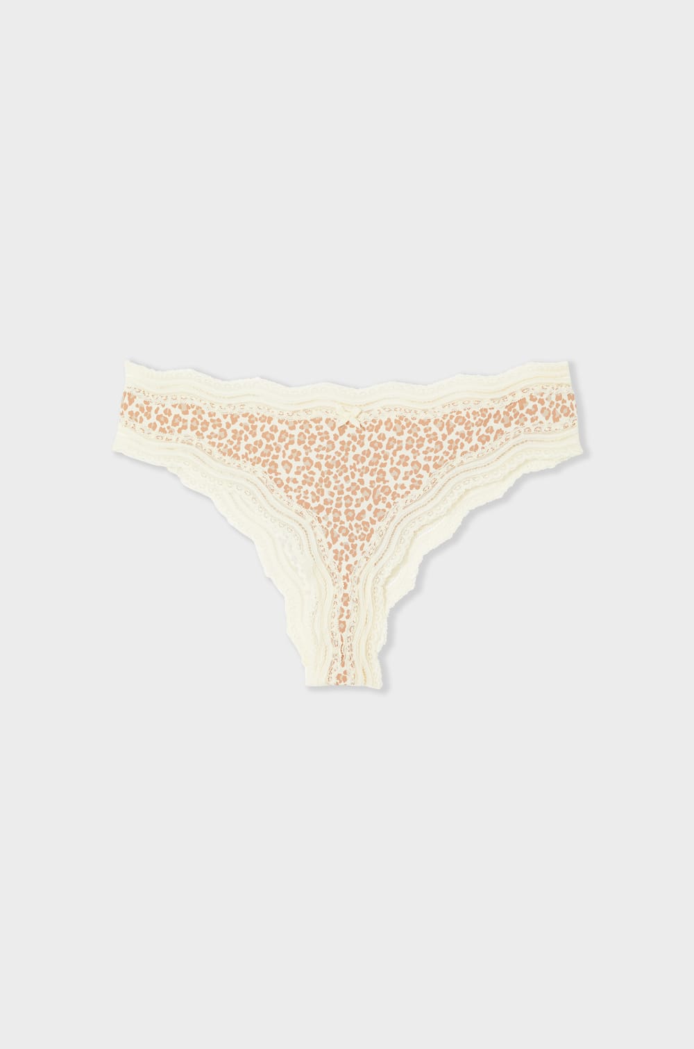 Tanga de microfibra con bordes de encaje;${refinementColor}