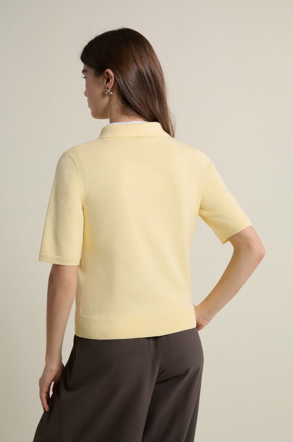 Short-sleeved Polo Neck Sweater;${refinementColor}