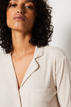 Ribbed Richelieu Pajama Shirt;${refinementColor}