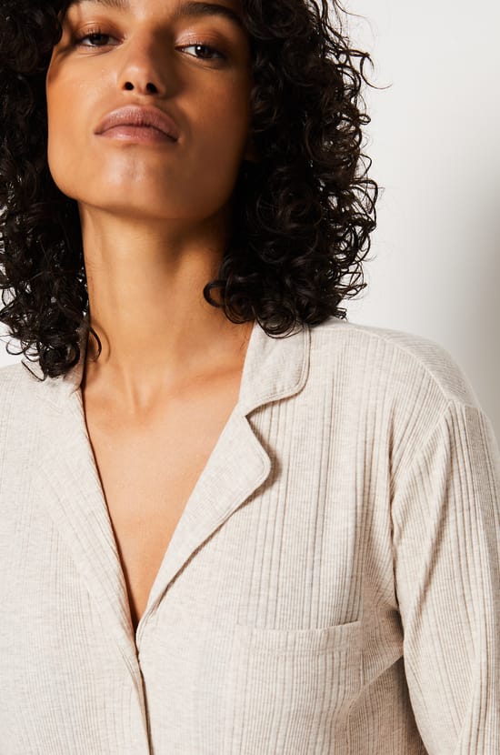 Chemise de pyjama en maille côtelée Richelieu;${refinementColor}