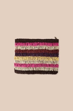 Pochette en raphia &agrave; rayures;${refinementColor}