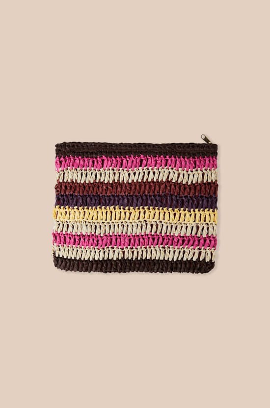 Pochette en raphia &agrave; rayures;${refinementColor}
