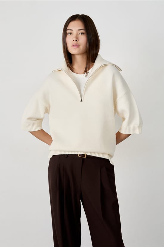 Half-zip sweater with mid-length sleeves;${refinementColor}