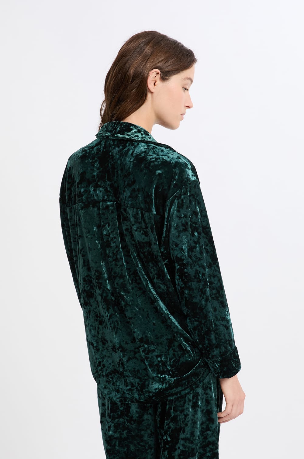 Velvet Effect Pyjama Shirt;${refinementColor}