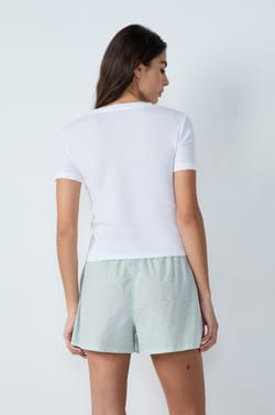 Ribbed cotton short-sleeved T-shirt;${refinementColor}