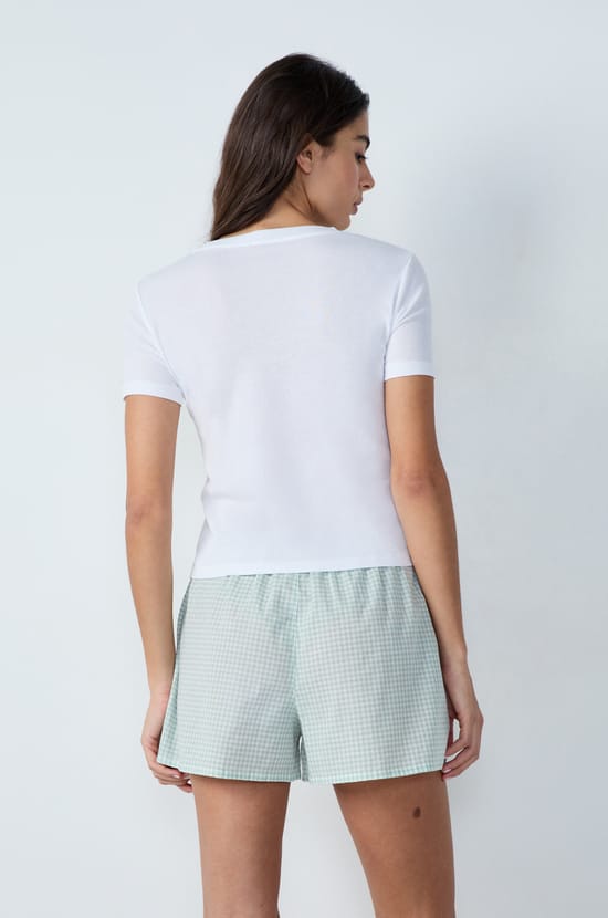 Ribbed cotton short-sleeved T-shirt;${refinementColor}