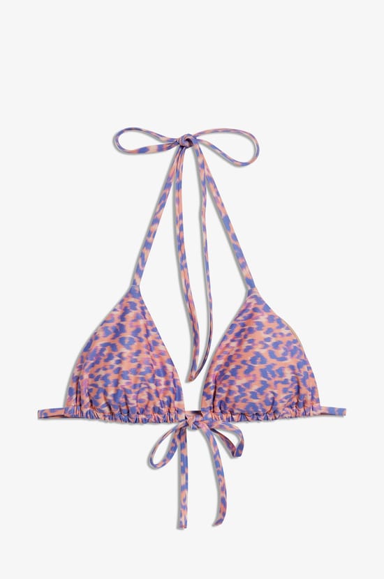 Triangle Bikini Top with Tie, Printed;${refinementColor}