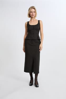 Top à volant à rayure;${refinementColor}