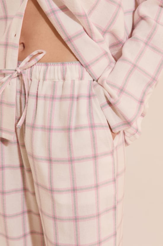 Pantalon de pyjama &agrave; carreaux en coton;${refinementColor}